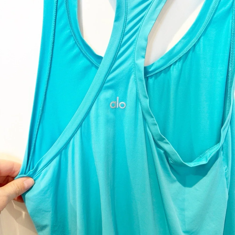 Alo Yoga Womens Racerback Tank Top Size Small Blue Athletic Gym Workout Yoga